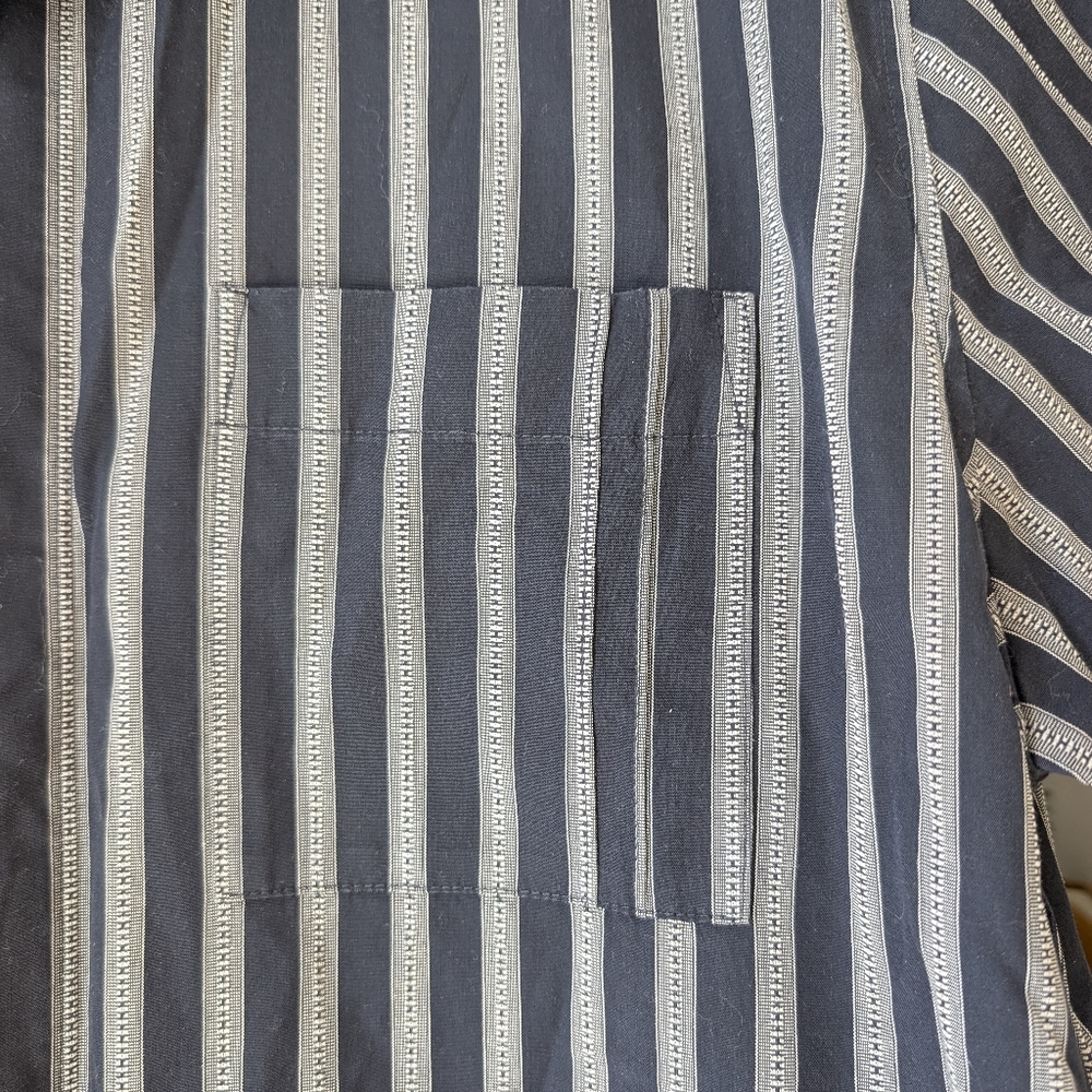 Mexx Men's Shirt Black Striped Button Down Short Sleeve Size Medium Preppy - Picture 2 of 6